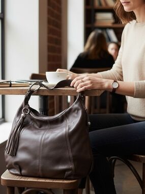 B. Makowsky Brown Leather Hobo Handbag